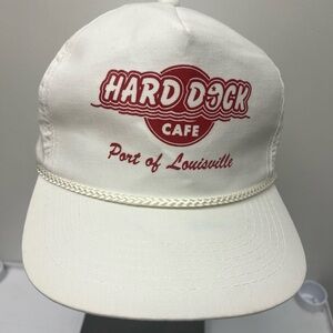 Vintage SnapBack Hard Dock Cafe Louisville KY Baseball Hat White Red Retro OSFA